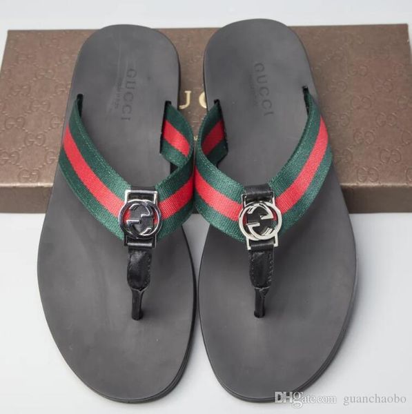

51125 new designer slipper gear bottoms mens striped sandals causal non-slip summer huaraches slippers flip flops slipper quality, Black
