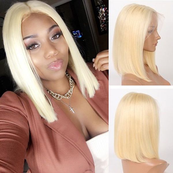 

unprocessed brazilian virgin 613 straight bob hair wigs 13x4 lace front wig full lace wig preplucked hairline with baby hair for black women, Black;brown