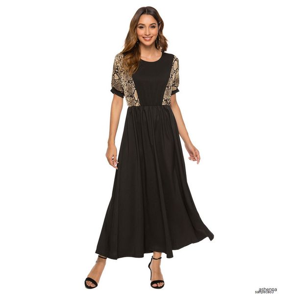 

womens designer summer dress stitching skirtvollh, Black;gray