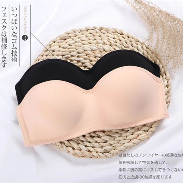 

2019 summer new style strapless underwear zimo a product of thin cup nudebra-seemless tube bra, Red;black