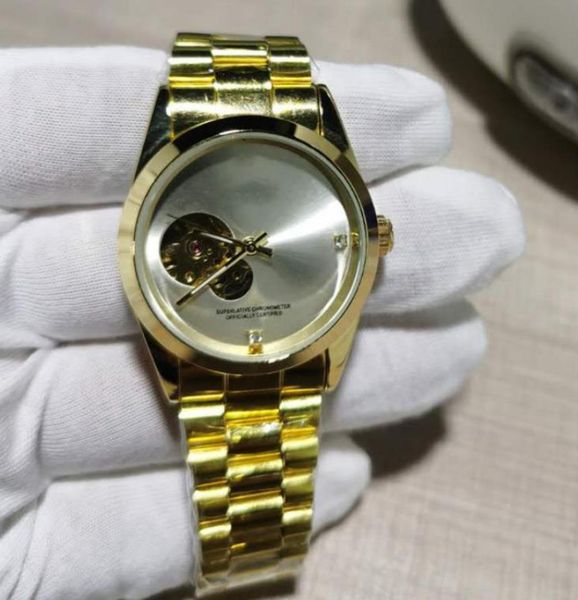 

men's watch 41mm automatic stainless steel watch men's automatic mechanical winding men's watches, Slivery;brown