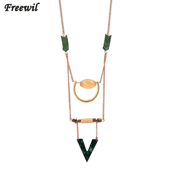 

multilayer triangle pendant necklaces ethnic jewelry vintage rose gold alloy layered necklace women collier sne160262, Silver