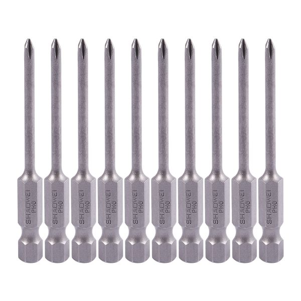 

10 pcs 1/4" hex 65mm length 3mm ph0 magnetic screwdriver bits