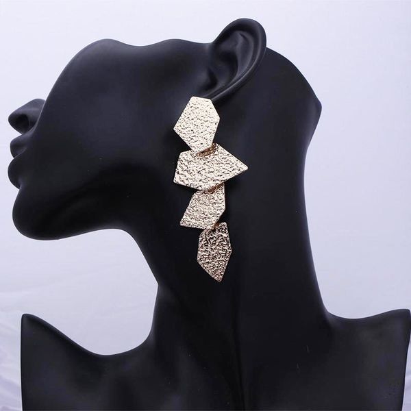 

big geometric dangle statement drop earrings for women jewelry 2019 vintage gold color earrings irregular metal earing eb258, Silver