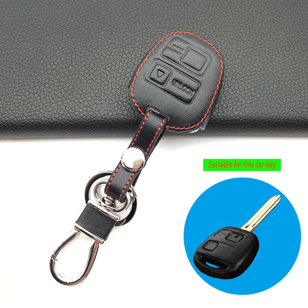 

2 buttons leather car key fob case cover skin for camry rav4 prado corolla avensis land cruiser yaris