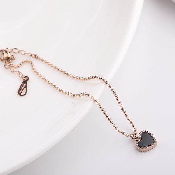 

new titanium steel brand jewelry heart anklets for women summer jewelry one side is black and one side is red, Red;blue
