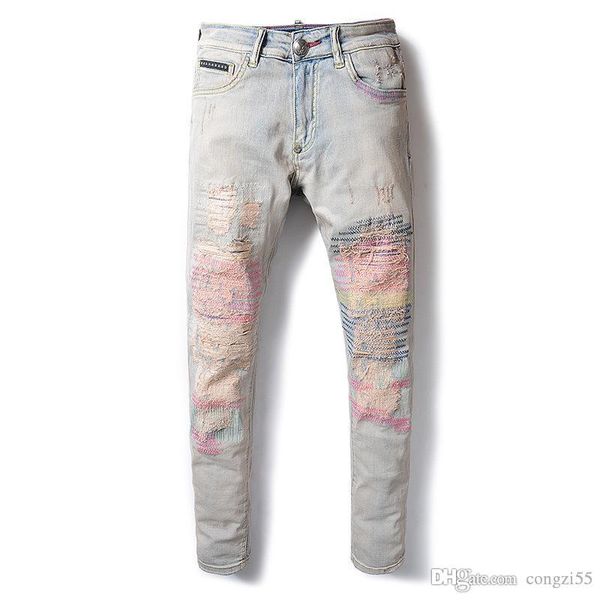 

19ss mens designer pants new style casual skinny sweatpants mens designer jeans drop crotch jogging pants mens jeans, Blue