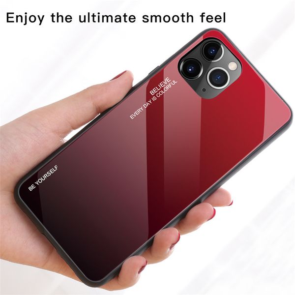 

tpu+glass gradient colors case conque iphone 11 11pro 11pro max 8 7 6plus cellphone case for sumsang galaxy s10 s10e s9 s9plus note 10