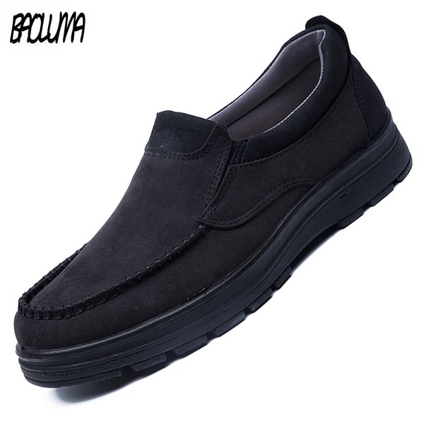 

classic mens loafers flock mens casual shoes comfortable buiness formal shoes breathable men's office soft moccasin, Black