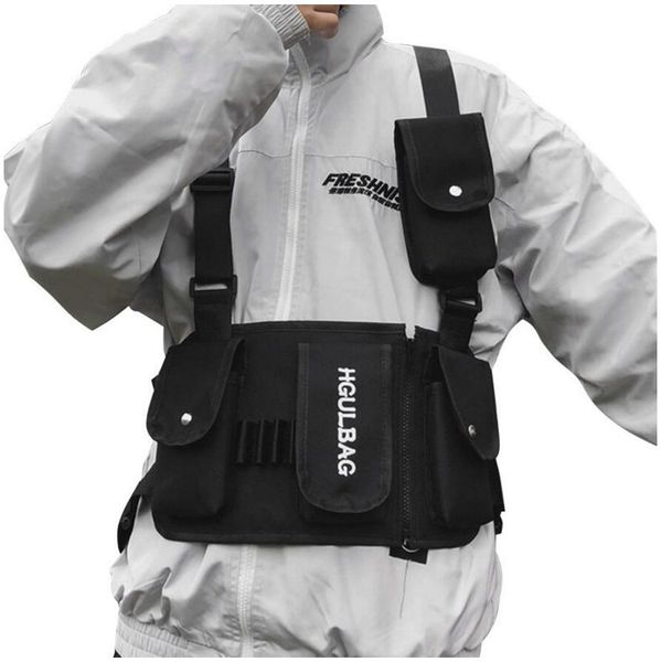 

Мужчины Chest Rig сумка Женщина талия обновление Hip Hop Плечи Crossbody Man Tactical Vest Kanye West Chest Bl