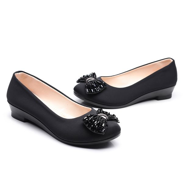

women ballet bow shoes black women wedges for office work boat shoes cloth sweet loafers women's pregnant wedges shoesdhl