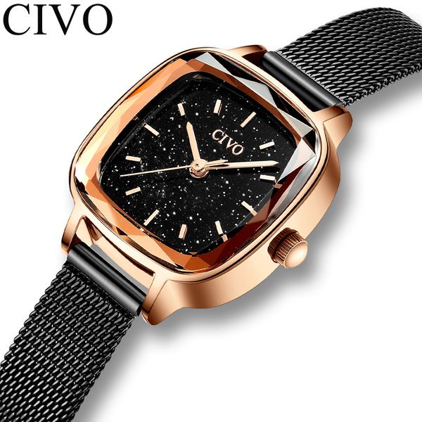 

civo fashion starry sky watch women quartz watches ladies brand wrist watch female waterproof clock relogio feminino 8102, Slivery;brown