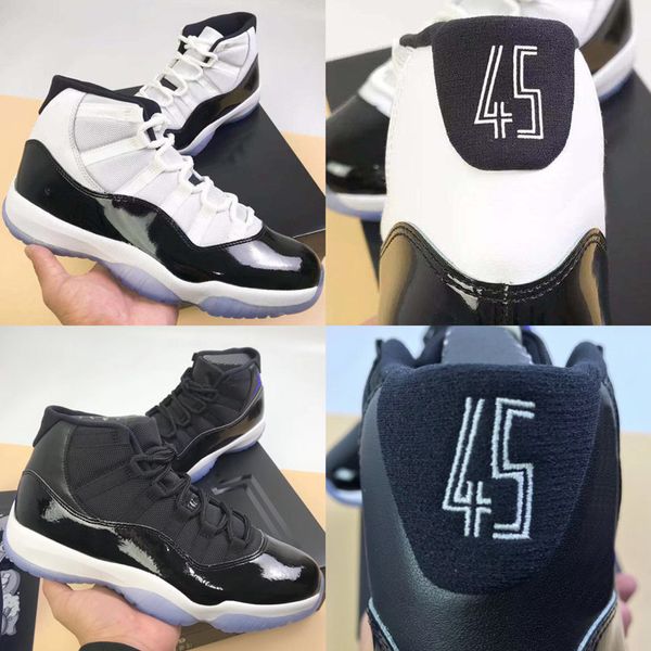 

11 xi space jam bred number 45 concord basketball shoes men women shoes 11s platinum tint grey suede gamma blue sports sneakers 36-47