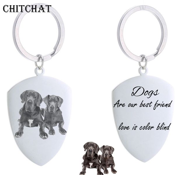 

custom dog tag p keychain stainless steel engraved pgraph text diy key chain for love dog keepsake, Silver