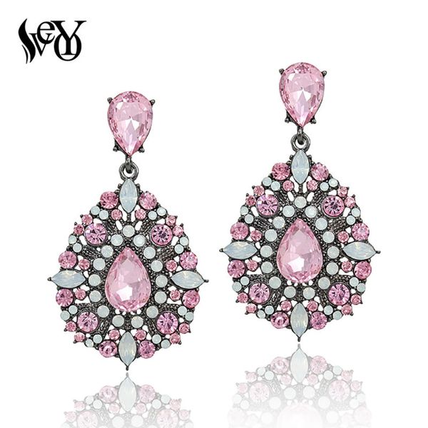 

veyo full of rhinestone crystal drop earring luxury earrings vintage jewelry, Silver