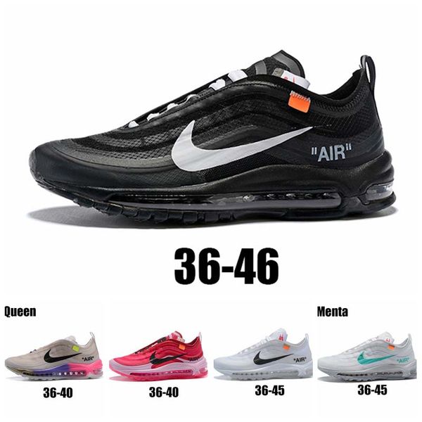 

2020 designer air max 97 off white running shoes williams rainbow og 97 female sports 97s light gray wolf menta off sneakers trainers, Black