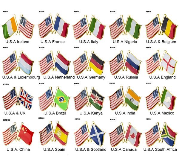 U.S.A Friendship Flag Badge National Flag Lapel Pin Internacional Viagens Pins Coleções 10pcs