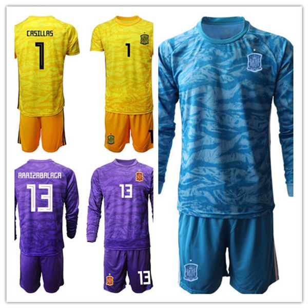 

spain goalkeeper gk soccer 1 iker casillas jersey set goalie 13 kepa arrizabalaga 1 david de gea 23 pepe reina football shirt kits