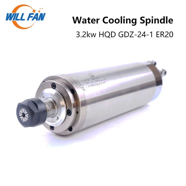 

will fan hqd gdz-24-1 3.2kw water cooling spindle dia 100x235mm 24000rpm abs sheet acrylic spindle motor for cnc roture machine