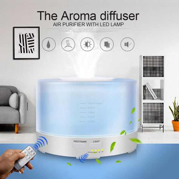 

500ml ultra onic humidifier cool mi t humidifier aroma e ential oil diffu er with 7 color led light remote control for home office