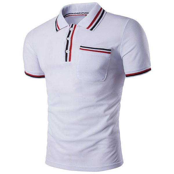 

fashion men's polo shirts with color strip stitching code lapel trend designer polo shirts for men casual summer men's polos s-2xl, White;black