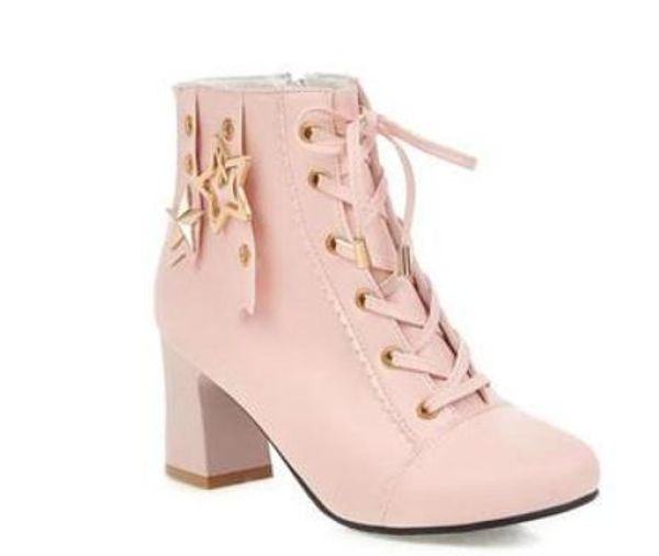 

2019 women's boots in winter with new style high heel coarse heel round head @5084, Black