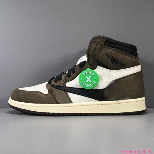 

authentic travis scott high og ts sp 1 basketball shoes men sneakers sail black dark mocha university red cd4487-100 with 36-47, Black;green