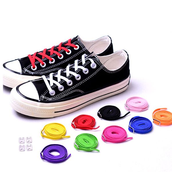 

1pair 105cm no tie lazy shoelaces elastic rubber shoelace with buckle, Black