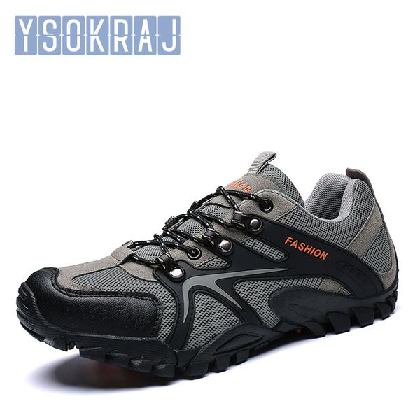 

genuine leather new men hiking shoes outdoor sport shoes mountains trekking spring breathable mesh patchwork