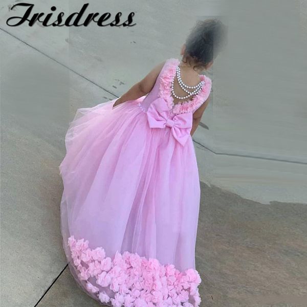 

pink princess flower girl dresses for wedding 2020 flowers girls first holy communion dress long sweep train birthday party gown, Red;yellow
