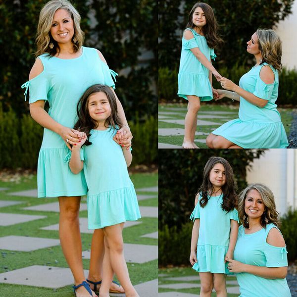 

family dresses women kid baby girl summer casual short dress sundress, Blue