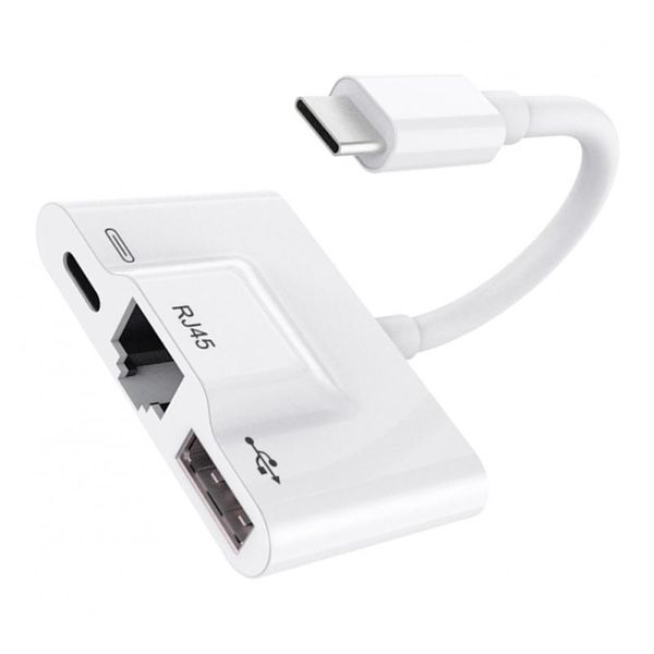 

type-c adapter 3a fast charge 3 in1 splitter usb-c to ethernet otg adapter