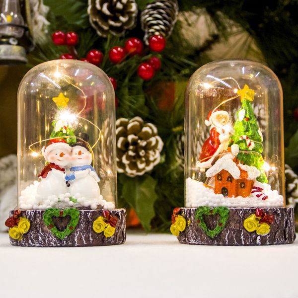 

u00a0 santa snowman glass dollhouse with night light ornaments for christmas party decor supplies christmas festival crafts
