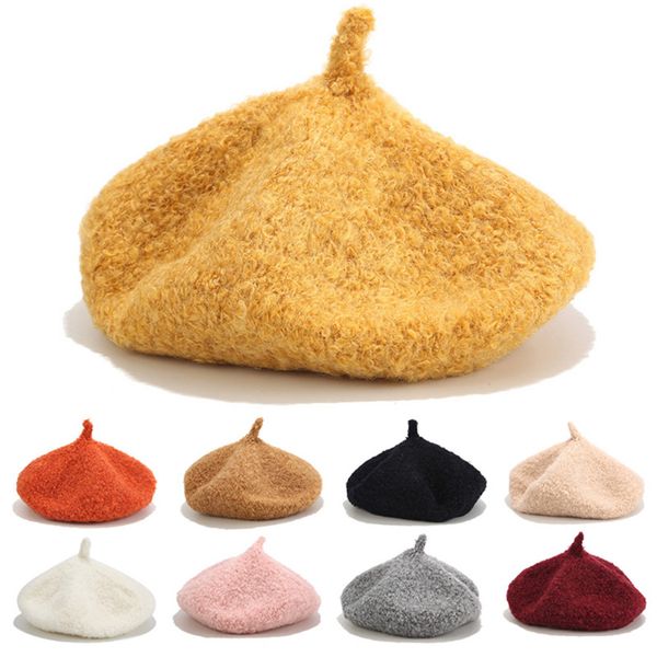 

lady spring winter berets hat painter style hat women vintage berets solid color caps female bonnet warm walking cap #h, Blue;gray