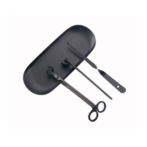 

stainless steel candles repair tool set black candle wick trimmer, candle wick dipper, candle snuffer zc0216