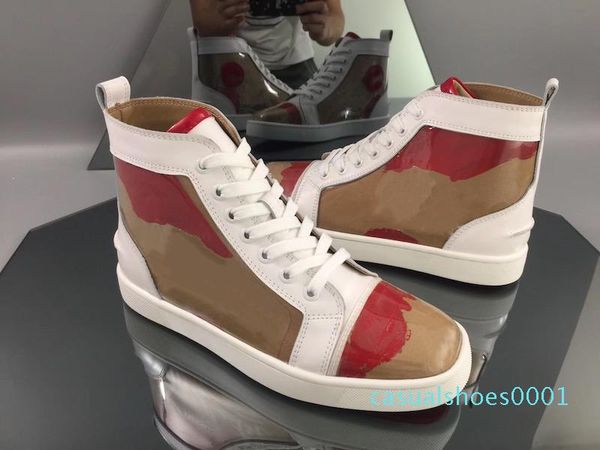 

designer sneakers high spikes flats shoes red bottom for men and women studs safeguard the toe leather party designer shoes ac01, Black