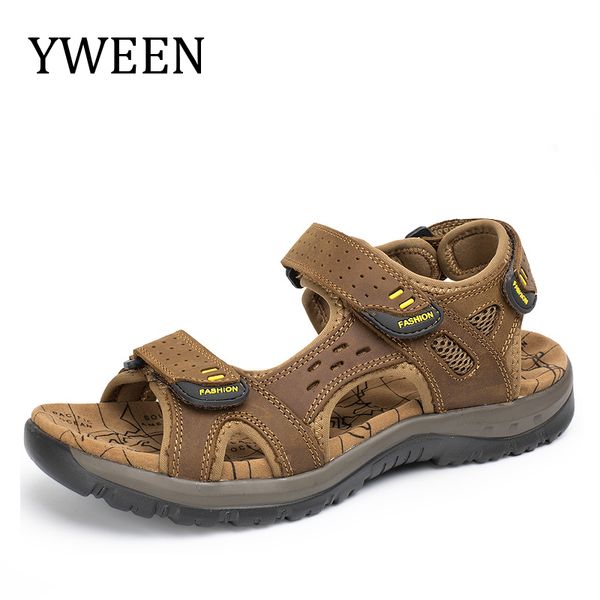 

sandals yween 2021 men's water shoes beach man open-toe leather, Black