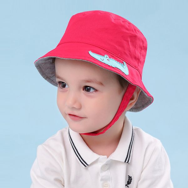 

kid bucket hat boy summer sun hat beach red crocodile cotton holiday outdoor accessory for baby, Yellow