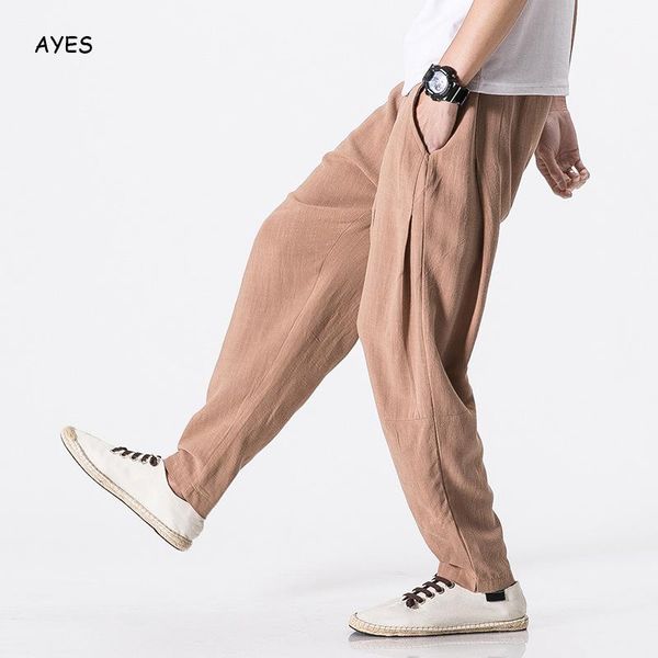 

men oversize wide leg pants 2020 mens straight casual long pant summer male harem pants cross loose casual m-5xl plus size, Black