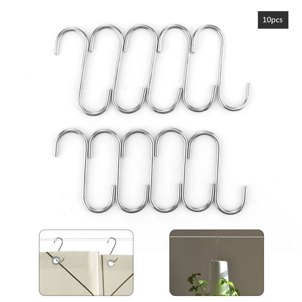

home 10pcs powerful stainless steel s shaped door wall hangers towel mop handbag hooks hanging kitchen bathroom accessories