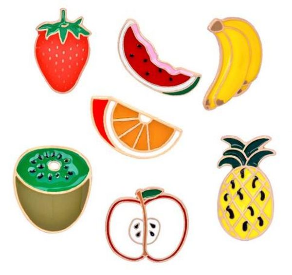 

pin brooches fruits banana,kiwi, apple, pineapple lapel hat bags backpacks pin tie tack enamel lapel jewelry brooch pins, Gray