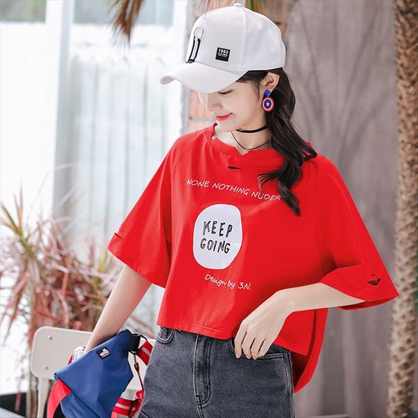

five-pen crab] cotton short-sleeved t-shirt women 2019 summer clothes loose dress [five-pen crab] cotton short-sleeved t-shirt women 20, White