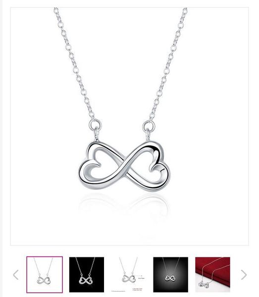 

покрытое стерлинговым серебром ожерелье 18 дюймов инкрустированный циркон номер 8 кулон ожерелье dhsn147 ;925 серебряная пластина кулон ожер, Silver