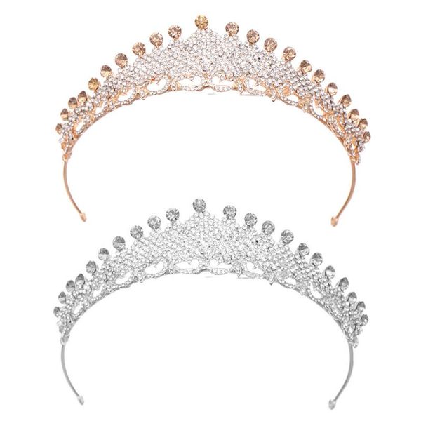 

charm women imitation crystal crown headband lady princess birthday crowns bridal headdress jewelry, Golden;white