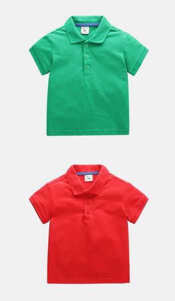

Z6 2020 new children's lapel short-sleeved summer pure cotton T-shirt, Blue
