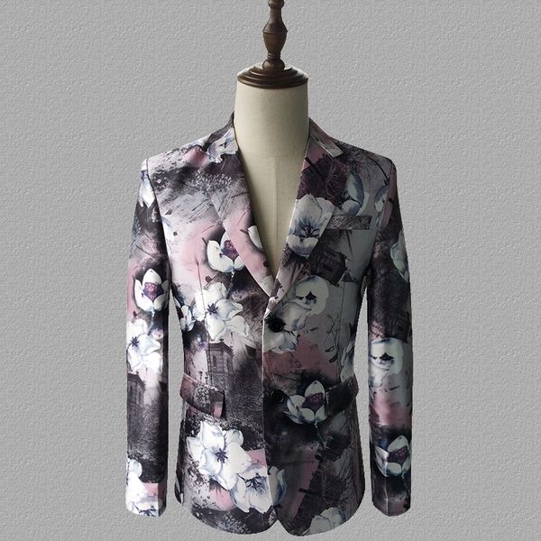 

printing blazer men suits designs jacket mens stage costumes singers clothes dance star style dress punk masculino fashion, White;black