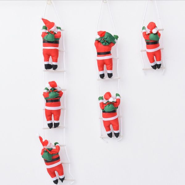 

cute santa claus climbing on rope ladder christmas tree hanging ornament decor