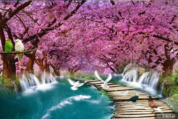 

3d landscape wallpapers background wall walkway aisle living room pink wallpapers