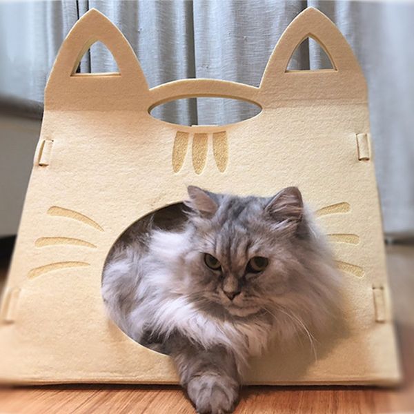 

кошка ухо дом кошка гнездо коврики котенок кровать четыре сезона доступны съемный моющийся животное войлок гнездо мебель дом отдыха