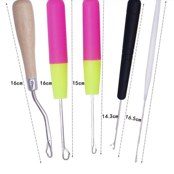 

5/7/4pcs/set plastic crochet needle braiding latch hook weaving hair dreadlock craft knitting sewing tools, Black